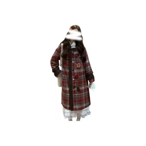 POPO.INFO Пальто Женское Красное Клетка