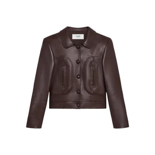 CELINE SS25 Кожа Куртка Женские Цвет Пралине