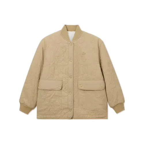 LACOSTE Хлопковый пуховик женский молочный кофейный