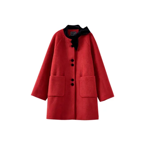 OUNIXUE Red Women's Coat OUNIXUE Красный Женское Пальто