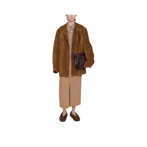 CARVEN Кожа Куртка Женские CAMEL