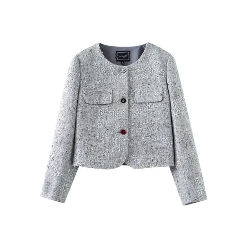 OUNIXUE Cropped Coat Women's Gray OUNIXUE Укороченное пальто женское серого цвета