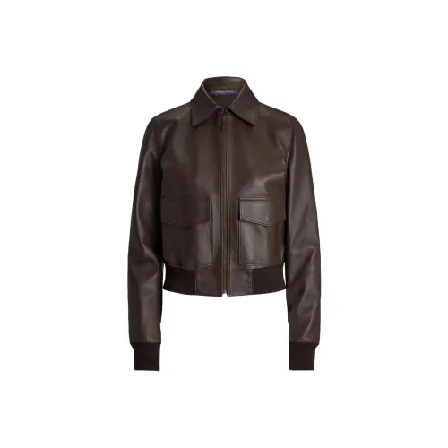 Ralph Lauren кожаная куртка женская коричневого цвета