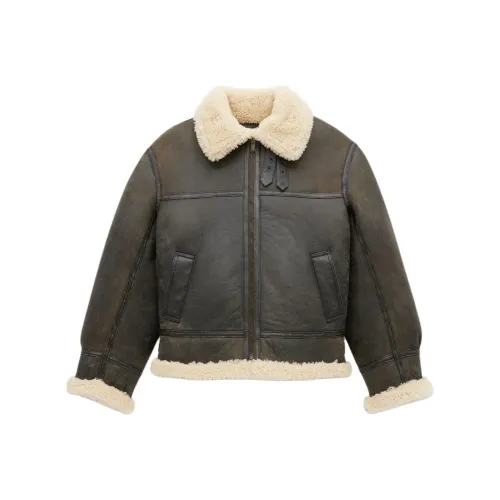 SAINT LAURENT Кожа Куртка Женская Абрикосовая