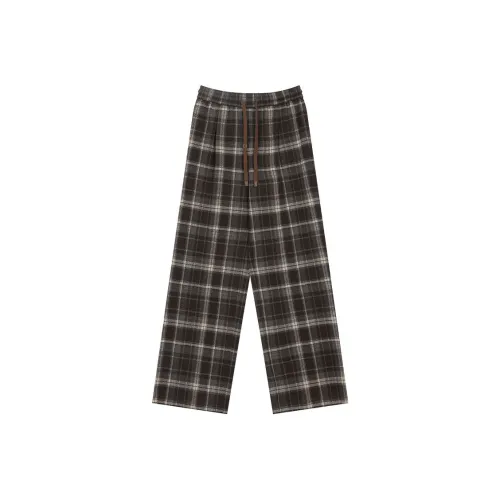 ELF SACK Повседневные брюки Женские Винтаж Клетка Коричневый