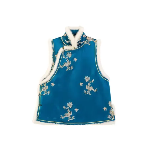 YICHENGFENGXU Жилет Женские Синий Little Treasure Вышивка