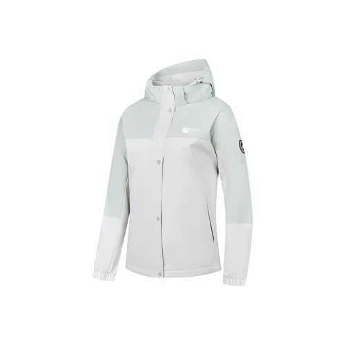 QIAODAN Тренчкот Женский Дымчатый Белый Бамбуковый Зеленый