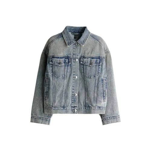 H&M Новогодний Светло-синий Женские Джинсовые Куртки