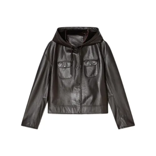 Goodland Кожа Куртка Женская Темный Кофейный