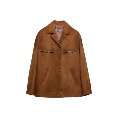 PRADA Кожа Куртка Женские Табачный