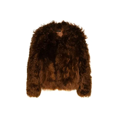 TOM FORD SS24 Velvet Feel Пальто Женское Янтарно-коричневый