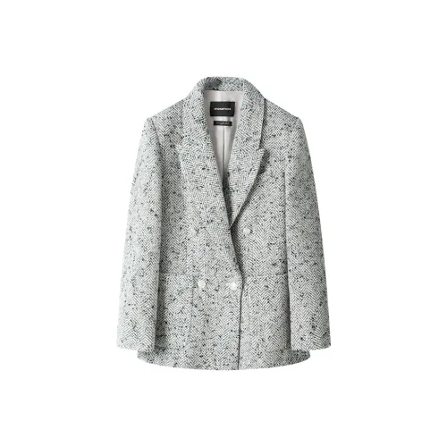 MOSIIMORII Пальто Женское Снежинка Бежевый Серый