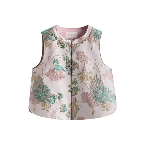 Cypress House Жилет Женский Розовый Зеленый Цветочный