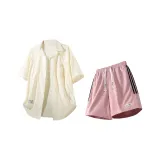 Абрикосовая рубашка + розовые шорты