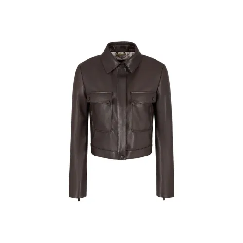 AMANI SS24 Кожаная куртка женская темно-коричневая