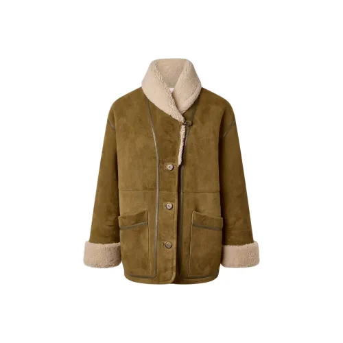 Rouje FW24 FERDINAND Пальто Кожа Куртка Женская Хаки