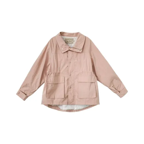 WUPODAMANVZHUANG Тренчкот Женский Персиковое Вино