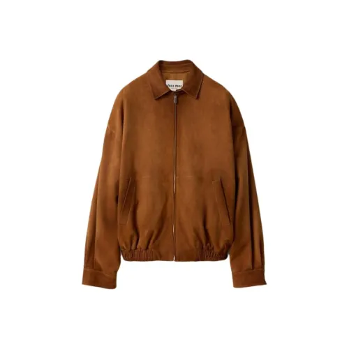MIU MIU Кожа Куртка Женская Коричневая