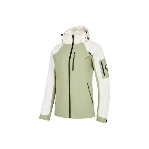 QIAODAN Тренчкот Женский Вязаный Ветка Зеленый Кремовый Белый