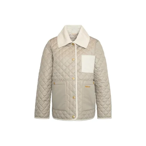 BARBOUR Хлопковый пуховик женский светлый песочный