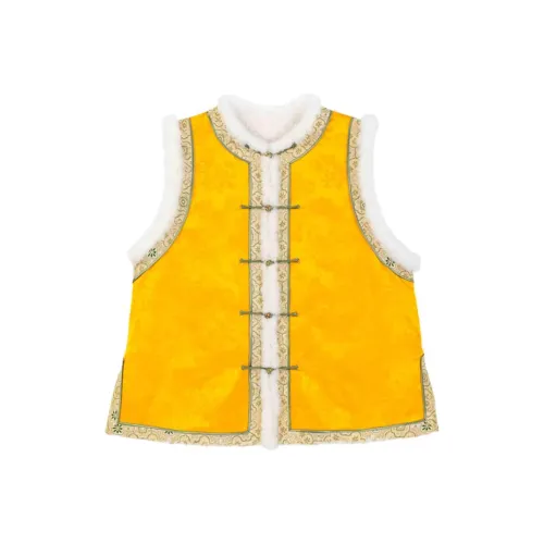 YICHENGFENGXU Жилет Женские Золотой Передняя планка Парча Тисненые гирлянды Edge