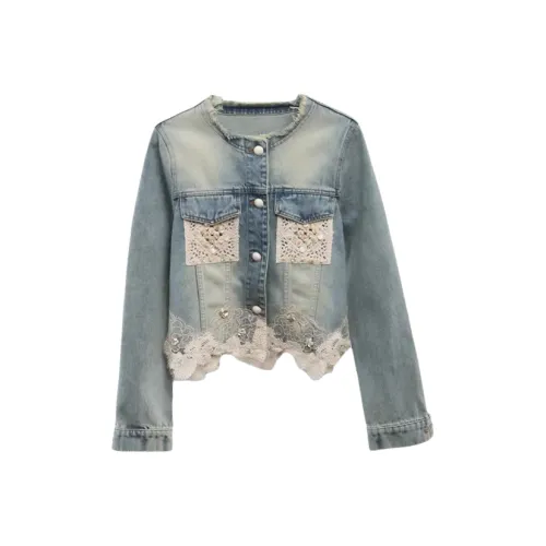 TUSHIFEI Cropped Jacket Women's Light Blue ТUSHIFEI Укороченная куртка женская светло-голубая