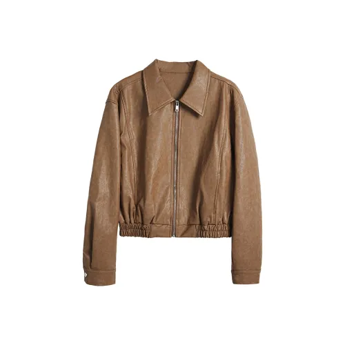 ANNECHEN Кожа Куртка Женская Коричневая