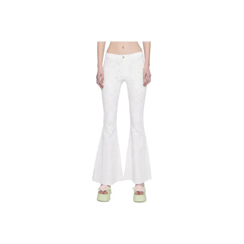 Dolls Kill Sugar Thrillz BLOOMING FIELDS Люверс FLARE Брюки Повседневные брюки Женские Белый White