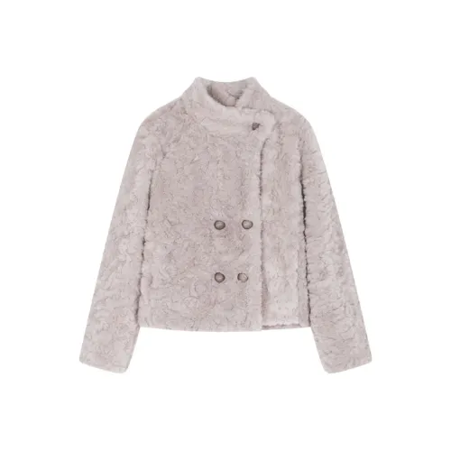 IHIMI Вельвет Feel Пальто Женское Серый Бежевый