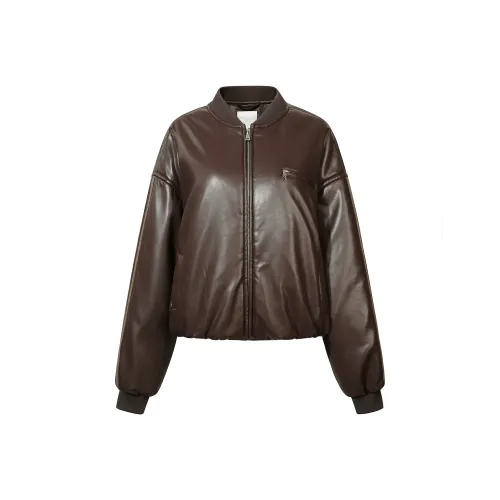 Guuka Hero кожаная куртка женская кофейного цвета