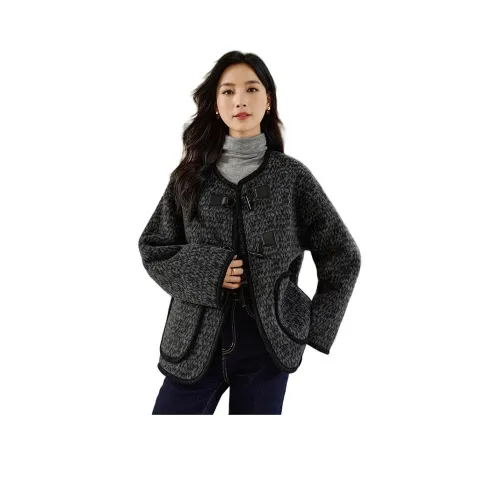 OUNIXUE Velvet Feel Пальто Женское Фотиния Серый Черный