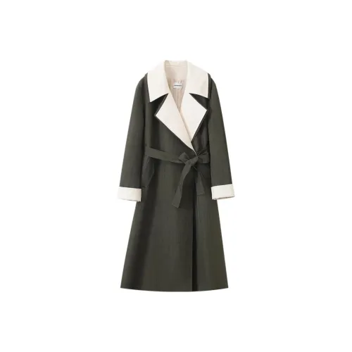 MOSIIMORII Тренчкот Женские Черничный бамбук Зеленый