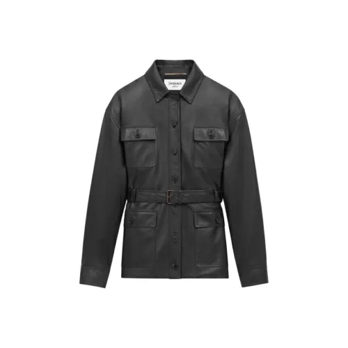 SAINT LAURENT Кожа Куртка Женская Черная