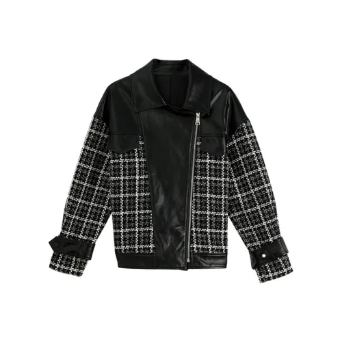 IHIMI Черные Женские Кожаные Куртки