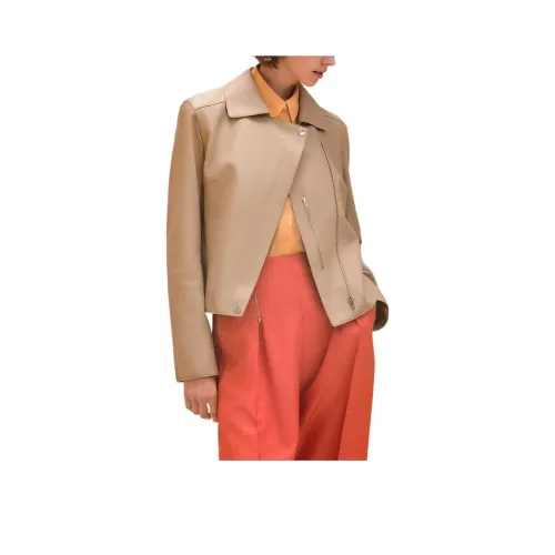 HERMES SS24 Кожа Куртка Женская Бежевая