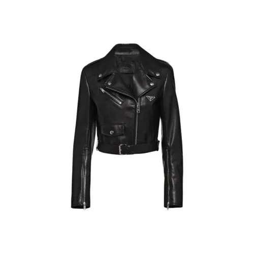 PRADA Кожа Куртка Женская Черная