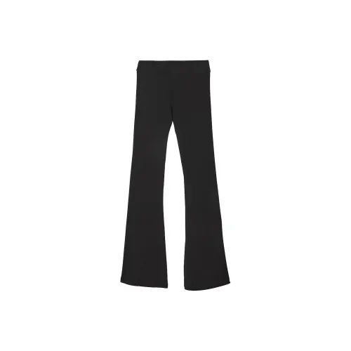 Victoria's Secret Pink Elastic Cotton Ribbed FLARE Legging Чисто черные Повседневные Брюки Женские Чисто черные