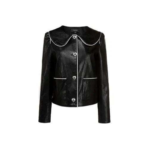 AIVEI Кожа Куртка Женская Черная