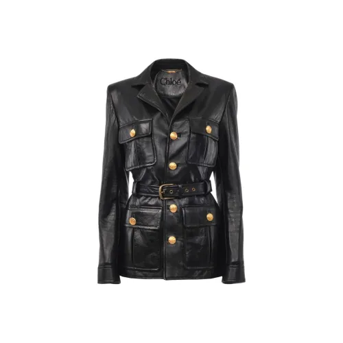 Chloe FW24 Кожа Куртка Женская Черная