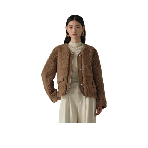 AYILIAN Вельвет Feel Пальто Женское Маккиато Коричневый