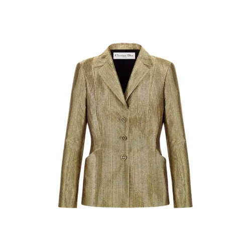 DIOR SS25 Бизнес Костюм Пальто Женское Золотое