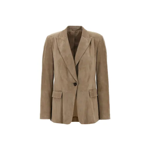 Brunello Cucinelli Верблюжий Женские Кожаные Куртки