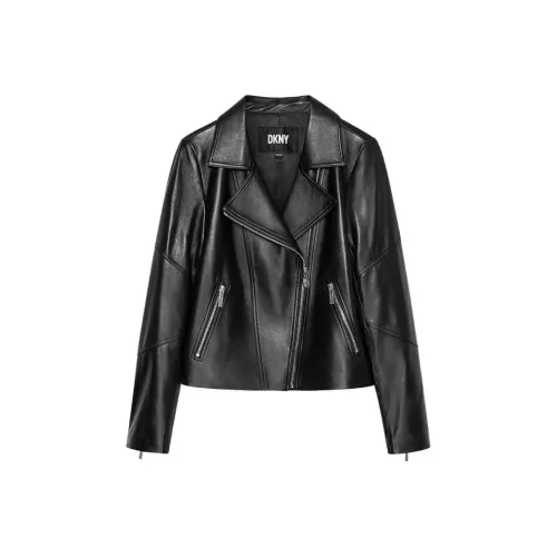 DKNY Кожа Куртка Женская Черная
