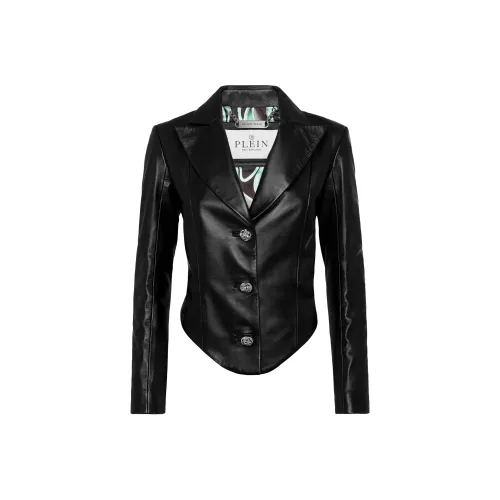 PHILIPP PLEIN SS25 Кожа Куртка Женская Черная