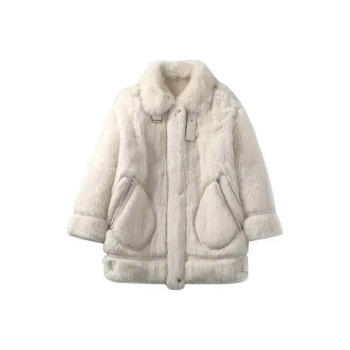 MINNANHUI Сливочный Женские Меховые изделия