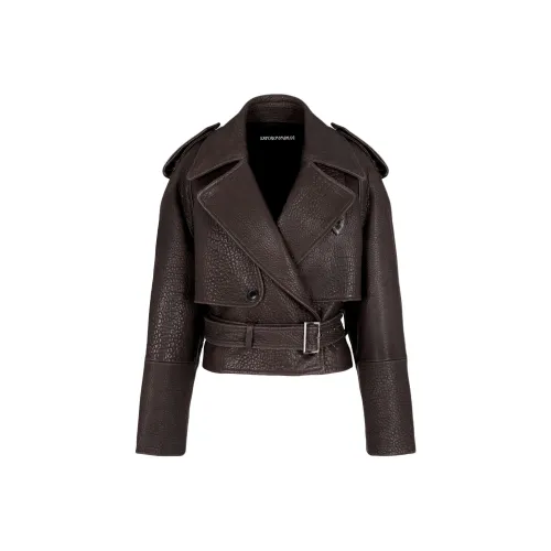 EMPORIO ARMANI Кожа Куртка Женская Коричневая