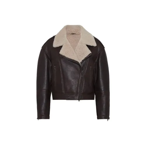 BRUNELLO CUCINELLI SS24 Кожа Куртка Женская Cedar Brown