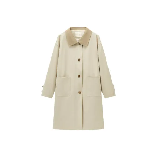 EICHITOO Тренчкот Женский Хаки Зеленый Отделка