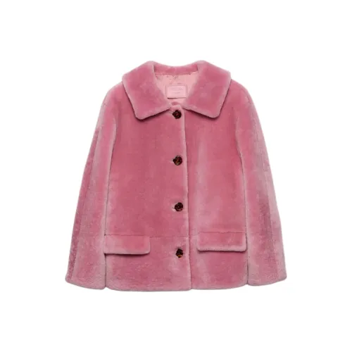 PRADA FW24 Кожа Куртка Женская Бегония Розовая