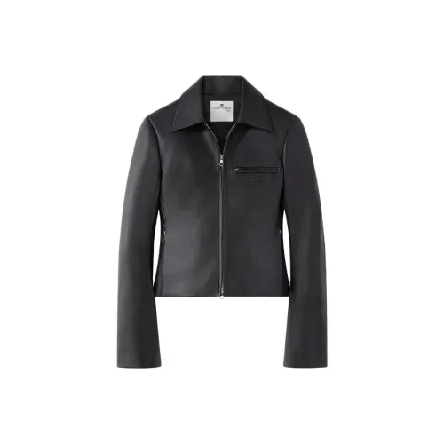 COURREGES SS24 ZIPPED Кожа Куртка Кожа Куртка Женская Черный Черный